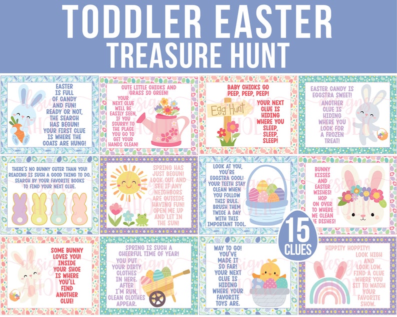 Toddler Easter Treasure Hunt Clues Toddler Easter Scavenger Etsy