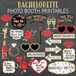 The Bachelorette TV Show Watch Party Photo Booth Printables - Downloadable Bachelorette Watch Party Decor - Bachelorette TV Show Photo Props