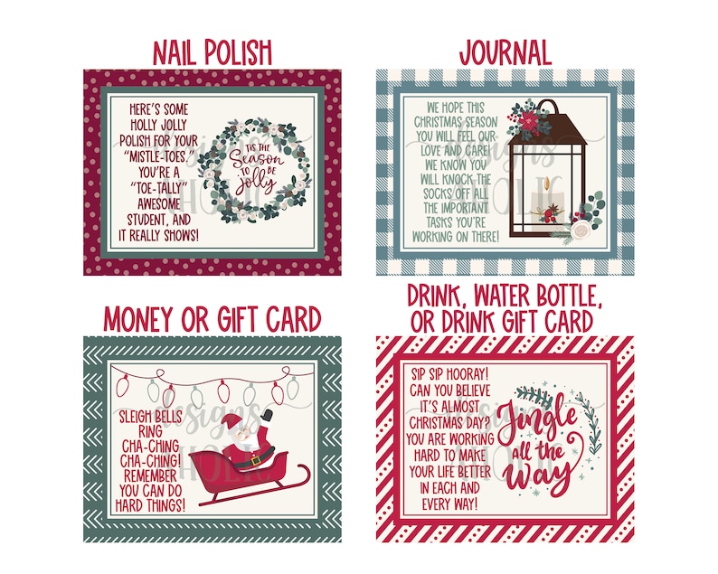 12 Days of Christmas College Student Gift Tags College Etsy