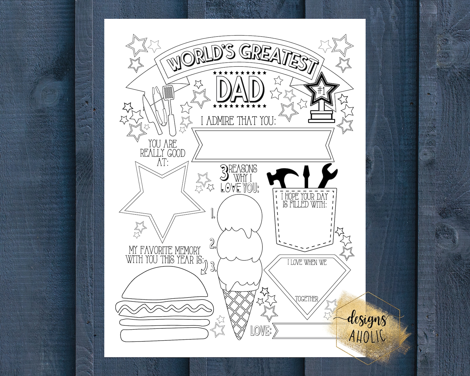 Kids Gift for Father's Day - All About My Dad Printable - Printable ...