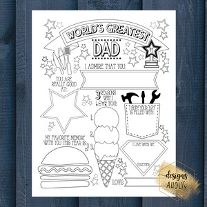 Kids Gift for Father&#39;s Day - All About My Dad Printable - Printable Father&#39;s Day Card - Grandpa Father&#39;s Day Gift - Kids Gift for Dads