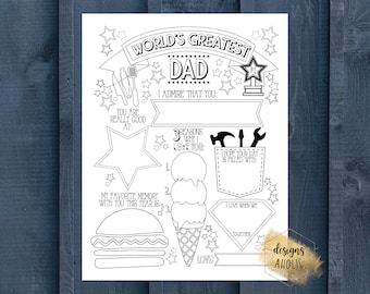 Kids Gift for Father's Day - All About My Dad Printable - Printable Father's Day Card - Grandpa Father's Day Gift - Kids Gift for Dads