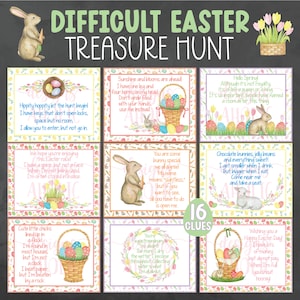 Difficult Easter Treasure Hunt Clues - Challenging Easter Scavenger Hunt Clues - Teen Easter Treasure Hunt - Tween Easter Treasure Hunt