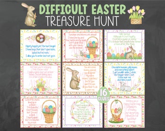 Difficult Easter Treasure Hunt Clues - Challenging Easter Scavenger Hunt Clues - Teen Easter Treasure Hunt - Tween Easter Treasure Hunt