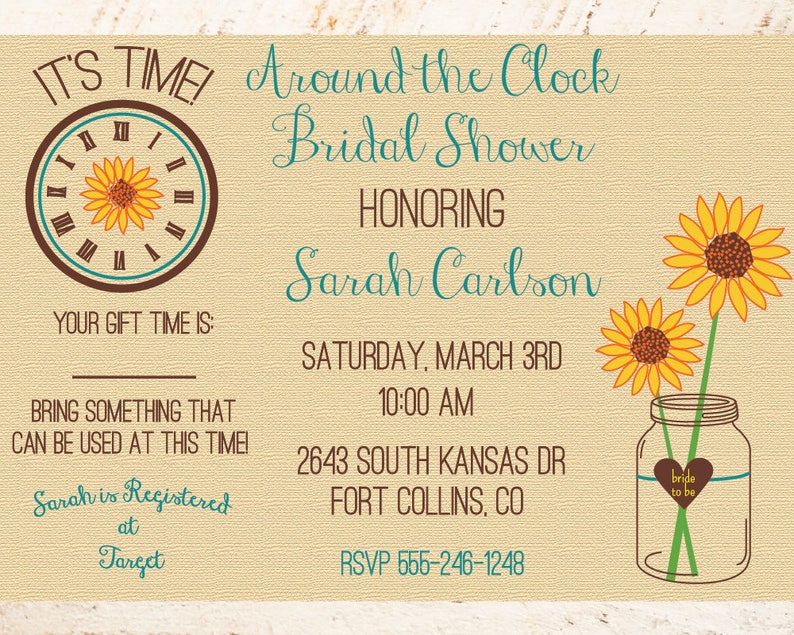 Around the Clock Bridal Shower Invitation Printable Etsy
