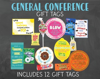 12 etiquetas de regalo de la Conferencia General SUD - 12 folletos de la Conferencia General SUD - Etiquetas de regalo de la Iglesia