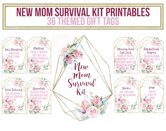 New Mom Survival Kit Printables - New Mom Survival Gift Basket Printables - New Mom Gift Basket - New Mom Survival Gift Basket