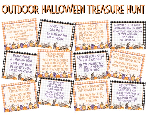 Outdoor Halloween Treasure Hunt Clues Halloween Scavenger | Etsy