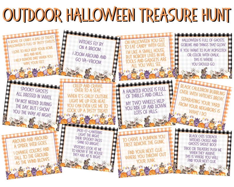 outdoor halloween treasure hunt clues halloween scavenger etsy