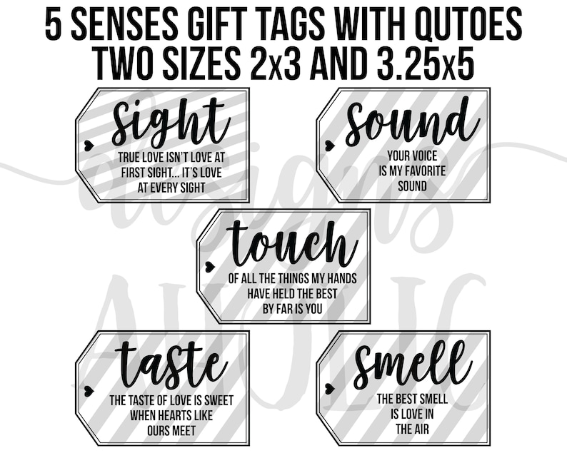 5 Senses Gift Tags Cards &amp; Ideas Gift for Boyfriend - Etsy