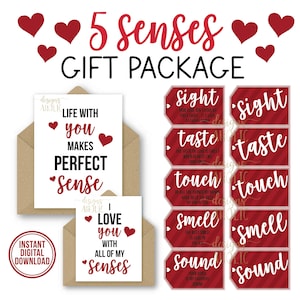 5 Senses Geschenkanhänger, Karten & Ideen - Geschenk für Freund, Freundin, Mann oder Frau - Valentinstag Geschenk - Geburtstagsgeschenk - Jahrestagsgeschenk