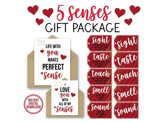 5 Senses Gift Tags Cards Ideas Gift for Boyfriend Girlfriend Husband or Wife Valentine s Gift Birthday Gift Anniversary Gift Etsy