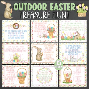Outdoor Easter Treasure Hunt Clues - Outdoor Easter Scavenger Hunt Clues - Easter Egg Hunt - Easter Party Games - Kids Easter Activities