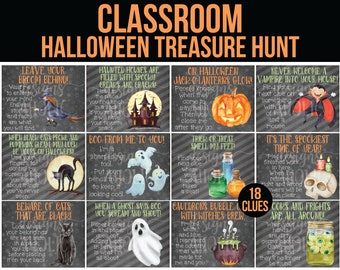 Classroom Halloween Treasure Hunt - School Halloween Treasure Hunt - Classroom Halloween Scavenger Hunt - School Class Halloween Party Game