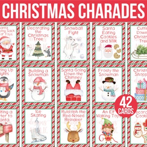 Christmas Charades - 42 Christmas Charades Cards - Christmas Game - Christmas Party Games - Christmas Pictionary - Holiday Charades Game