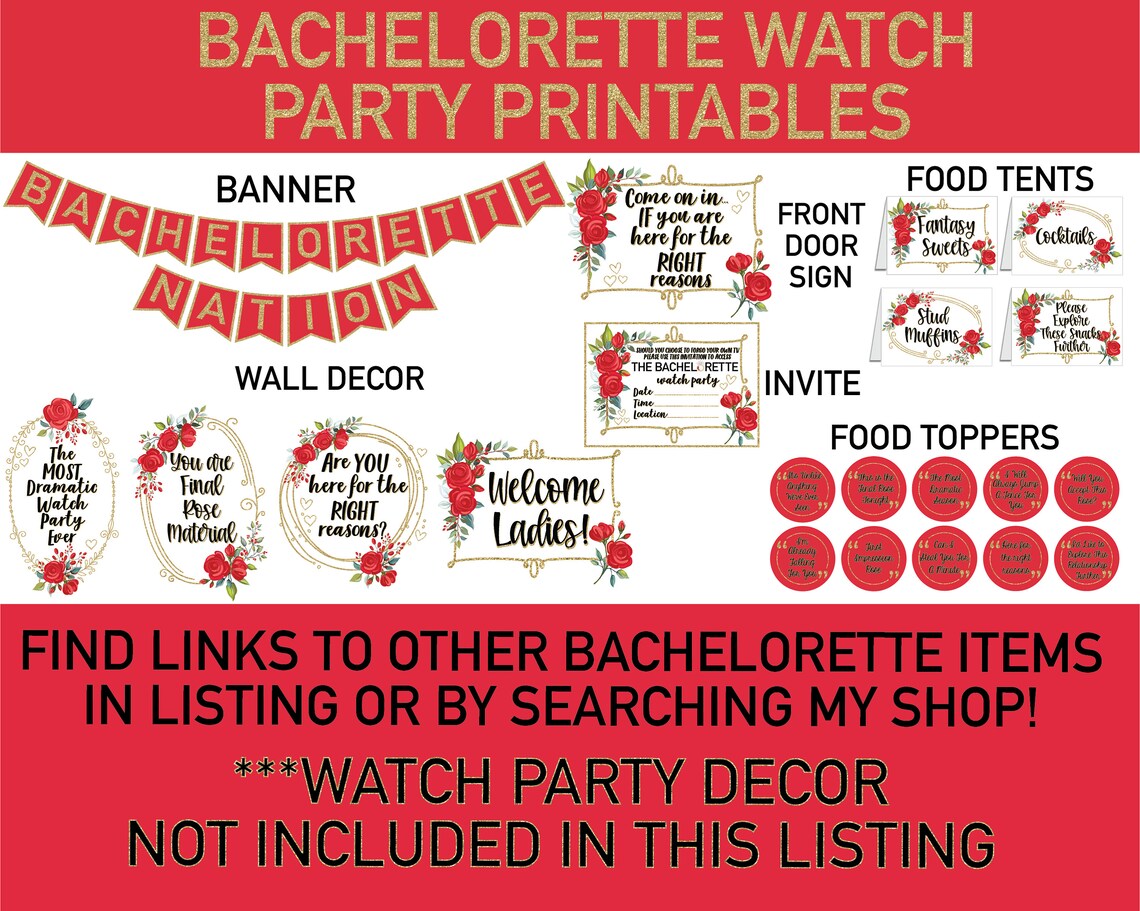 The Bachelorette TV Show Watch Party Photo Booth Printables - Etsy