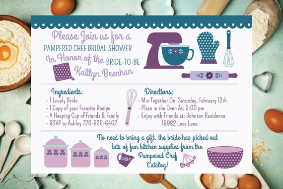 Kitchen Bridal Shower Invitation, Pampered Chef Bridal Shower Invite,  Digital Printable 