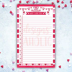 25 Reasons Why I Love You Printable - Reasons Why I Love You Book - Valentine&#39;s Day Gift - Things I Love About You - Valentine&#39;s Day Card