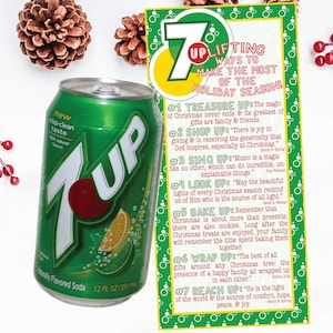 7Up druckbarer Geschenkanhänger für Weihnachten - Nachbar, Freund, Kirche, Lehrer, Klasse, Mitarbeiter Weihnachtsgeschenk - Soda Geschenkanhänger - Pop Geschenkanhänger