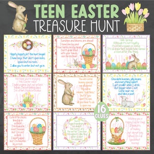 Teen Easter Treasure Hunt Clues Challenging Easter Scavenger Hunt Clues Tween Easter Treasure Hunt Teen Easter Game Adult Easter Hunt image 1