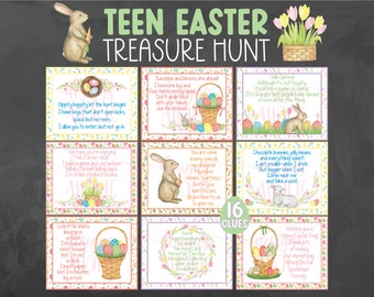 Teen Easter Treasure Hunt Clues - Challenging Easter Scavenger Hunt Clues - Tween Easter Treasure Hunt - Teen Easter Game -Adult Easter Hunt