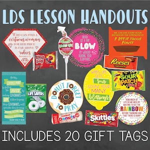 20 LDS-Unterrichts-Handouts - Junge Damen-Unterrichts-Handouts - Junge Frauen-Mädchen-Camp-Geschenkanhänger - Kirchen-Unterrichts-Handouts