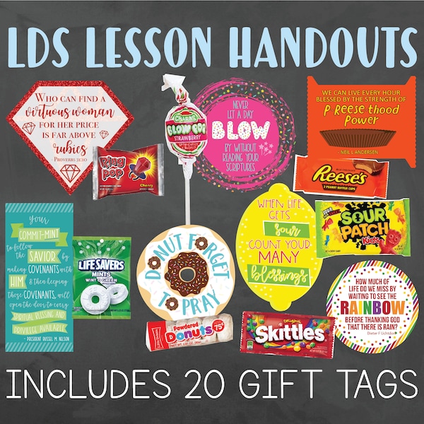 20 LDS Lesson Handouts - Young Women's Lesson Handouts - Young Women's Girls Camp Gift Tags - Church Lesson Handouts