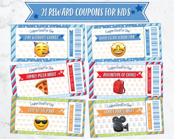 printable emoji reward coupons for kids kid reward coupons etsy