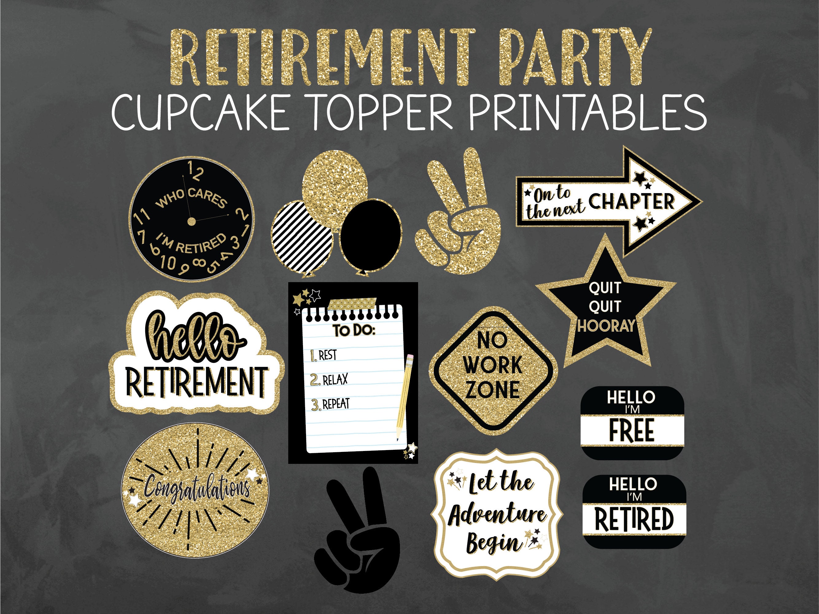 30 Stück Ruhestand Cupcake-Topper – Schwarze Kuchen-Deko Für Abschiedsparty, Retirement Motto