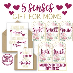 5 Senses Geschenkanhänger, Karten & Ideen für Mütter - Geschenk für Mama - Geschenk für Mama - Geschenk für Mama - Geburtstagsgeschenk für Mama - Geschenk für Mama -