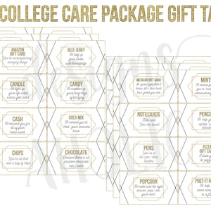 College Care Package Gift Tag Printables - College Survival Kit Gift Tags - College Student Survival Kit - College Student Care Package