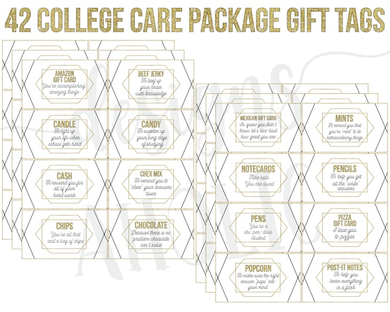 College Care Package Gift Tag Printables College Survival - Etsy