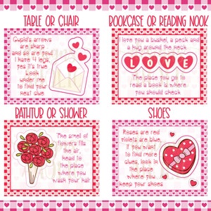 Valentine's Day Treasure Hunt Clues Valentines Scavenger Hunt Clues Valentine's Day Printables Valentines Party Games Kids Valentine image 2