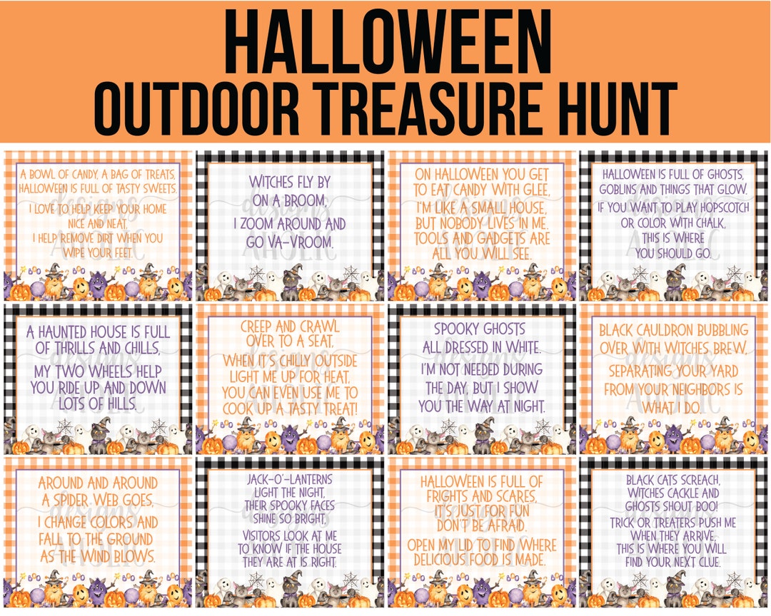 Outdoor Halloween Treasure Hunt Clues Halloween Scavenger - Etsy UK
