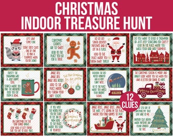 Indoor Christmas Treasure Hunt - Indoor Christmas Scavenger Hunt - Christmas Printables - Christmas Gift Tags - Kids Christmas Activity