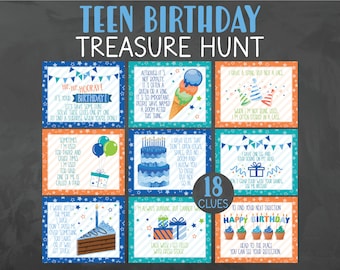 Teen Birthday Treasure Hunt Clues - Adult or Teen Birthday Scavenger Hunt Clues - Teen Birthday Treasure Hunt - Spouse Treasure Hunt