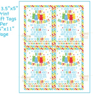Young Women Birthday Gift Tag Gummy Bears - LDS YW Birthday Gift ...