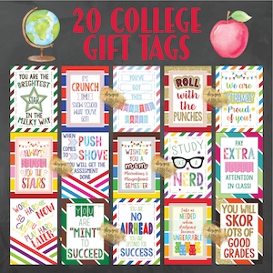 College Student Candy Gift Tag Printables - College Care Package Gift Tags - Back to School Gift Tags - Candy Gift Tags - College Gift