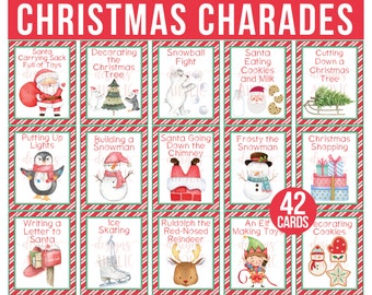 Christmas Charades - 42 Christmas Charades Cards - Christmas Game - Christmas Party Games - Christmas Pictionary - Holiday Charades Game