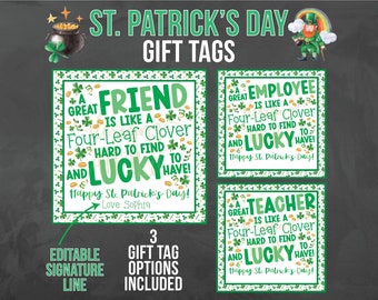 St. Patrick's Day Gift Tag - St. Patrick's Day Friend Gift - St. Patrick's Day Teacher Gift - St. Patrick's Day Employee Gift - Treat Tag