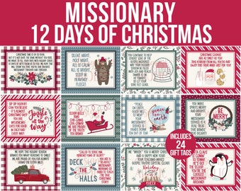 12 Days of Christmas Missionary Gift Tags - Missionary 12 Days of Christmas Gifts - Missionary Christmas Gift - Missionary Care Package