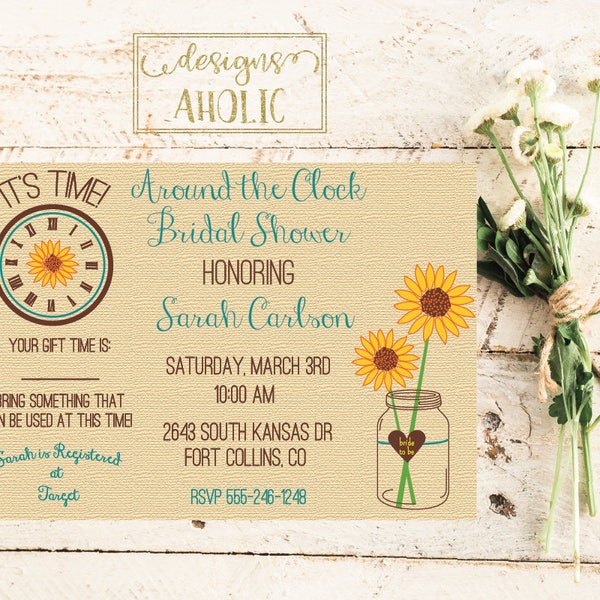 Around the Clock Bridal Shower Invitation Printable