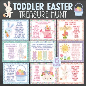 Toddler Easter Treasure Hunt Clues - Toddler Easter Scavenger Hunt Clues - Easter Treasure Hunt for Toddler- Kid Easter Treasure Hunt