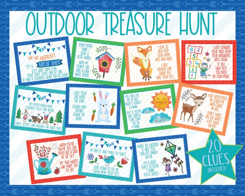 Outdoor Treasure Hunt Clues Outdoor Scavenger Hunt Clues Etsy Sweden
