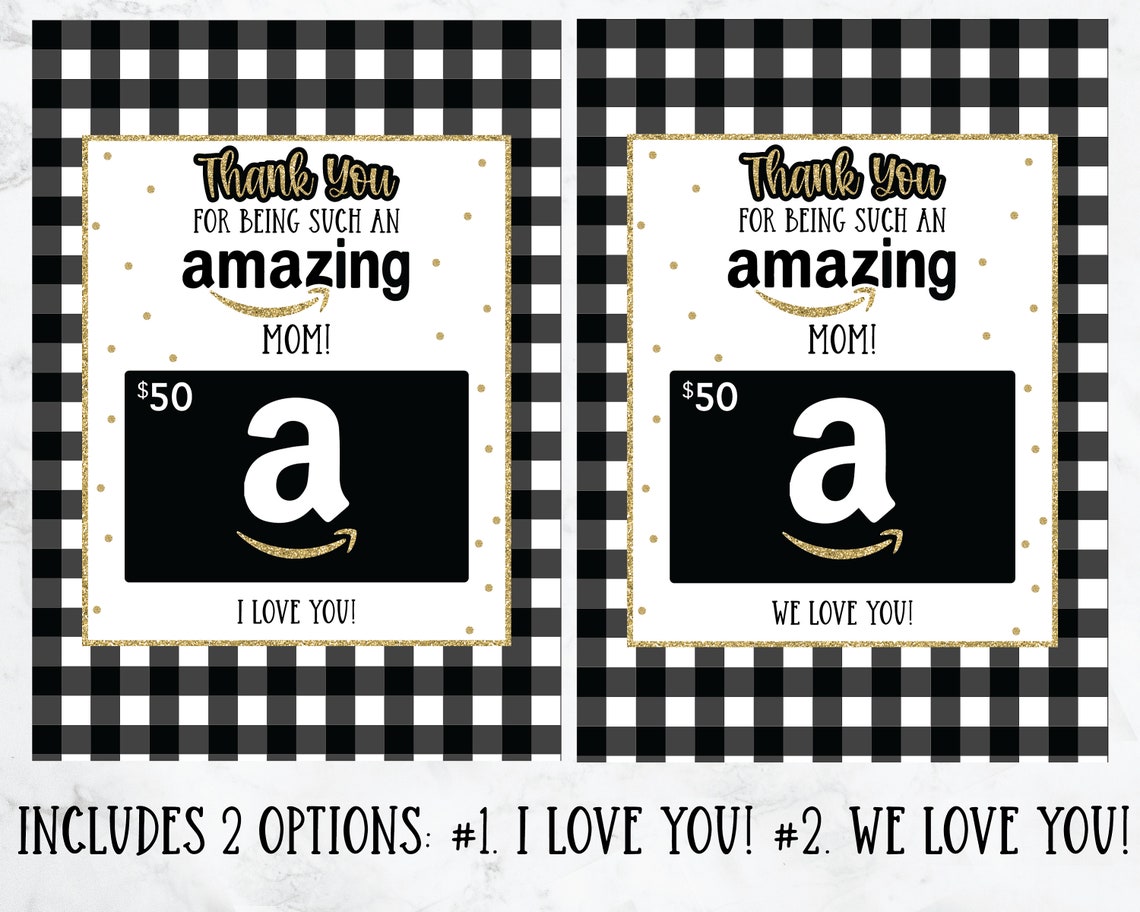 Instant Download Mother's Day Amazon Gift Card Gift Tag Etsy