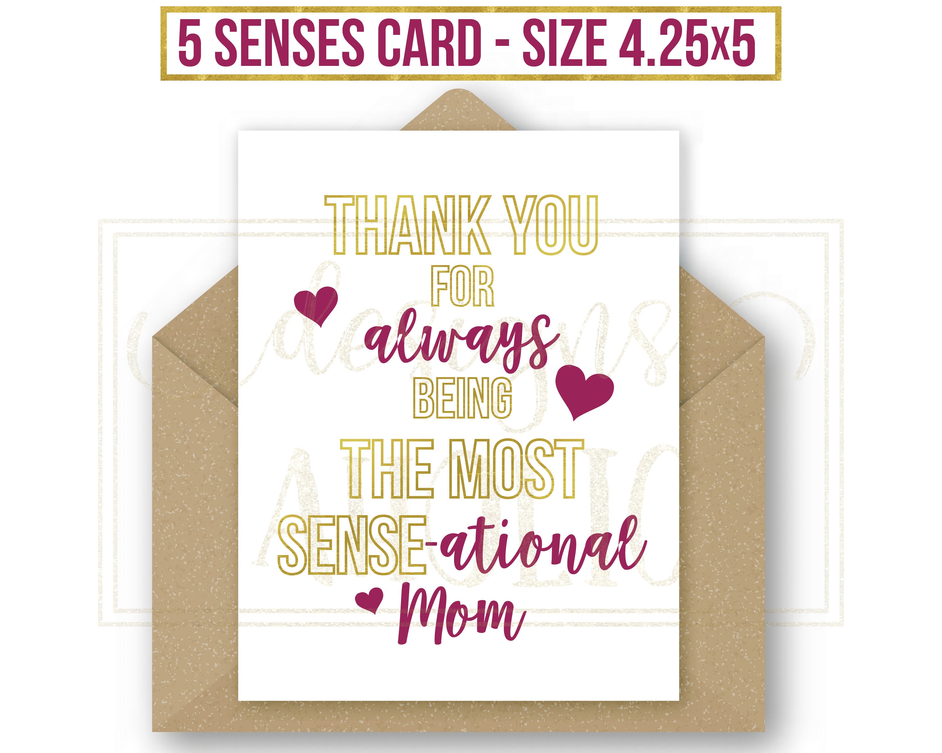 5 Senses Gift Tags Cards & Ideas for Moms Gift for Mom 