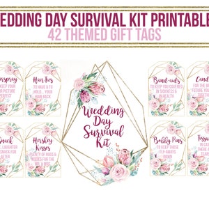 Wedding Day Survival Kit Printables - Wedding Day Survival Gift Basket Printables - Wedding Day Emergency Kit - Bride&#39;s Survival Kit