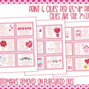 Valentine's Day Treasure Hunt Clues Valentines Scavenger Hunt Clues Valentine's Day Printables Valentines Party Games Kids Valentine image 7