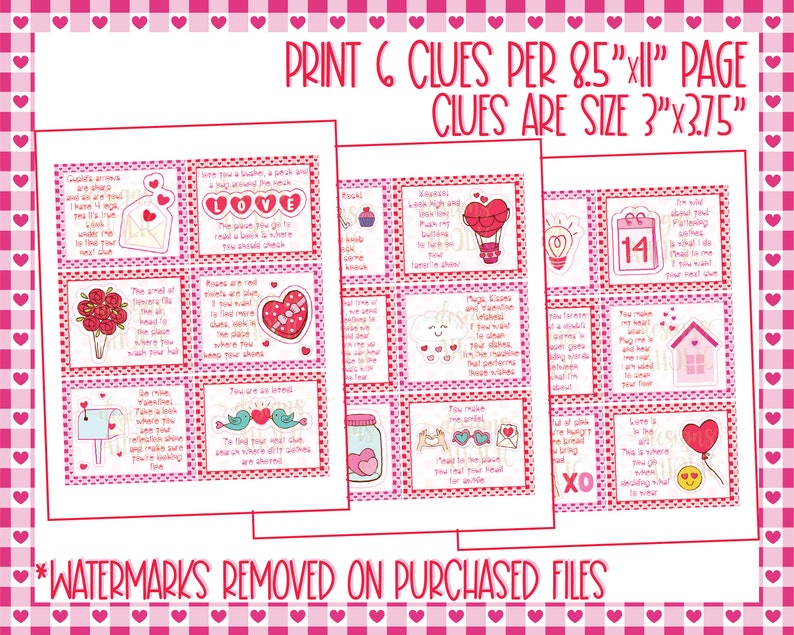 Valentine's Day Treasure Hunt Clues Valentines Scavenger Hunt Clues Valentine's Day Printables Valentines Party Games Kids Valentine image 7