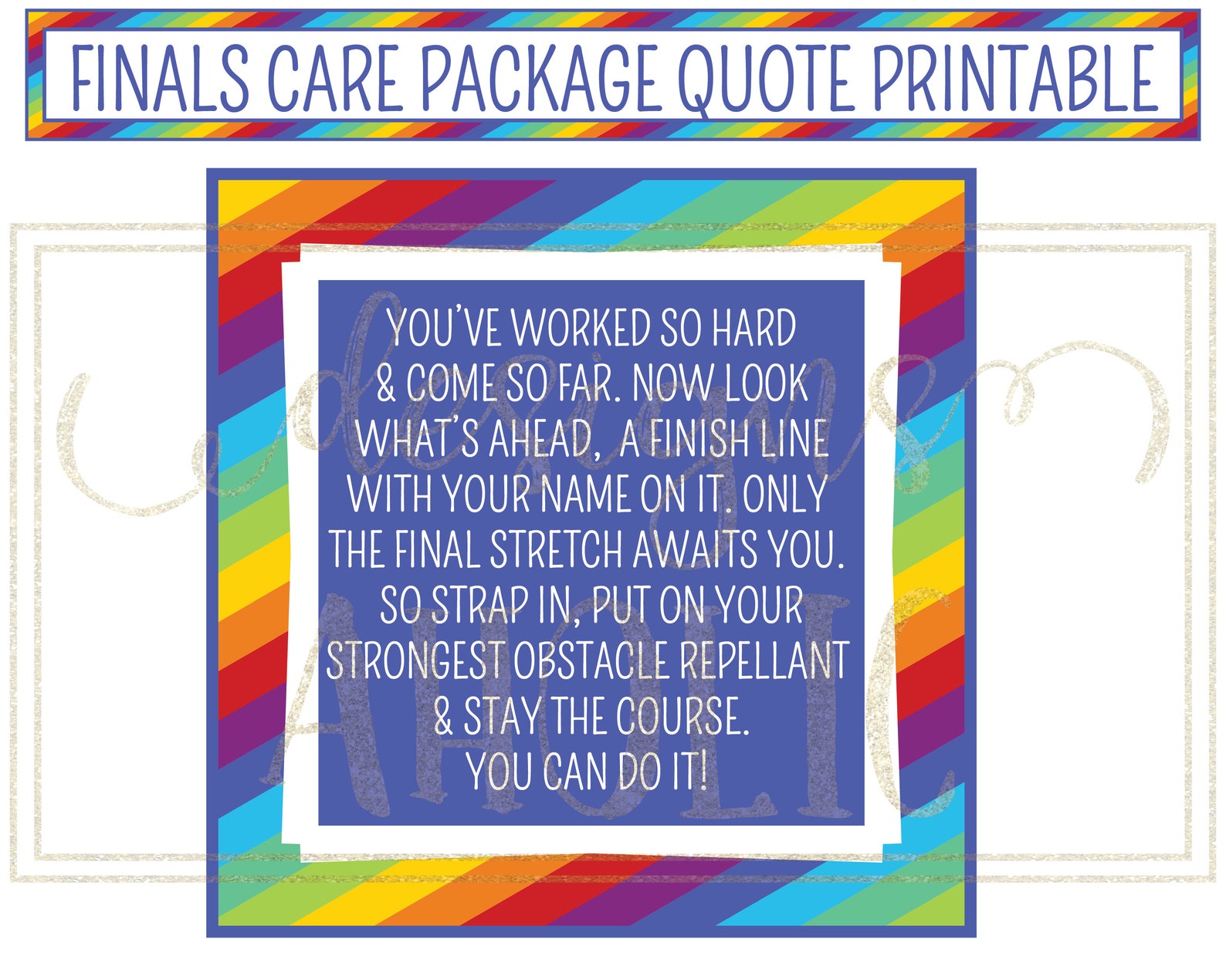 Finals Survival Kit or Care Package Printables Final Exams Etsy